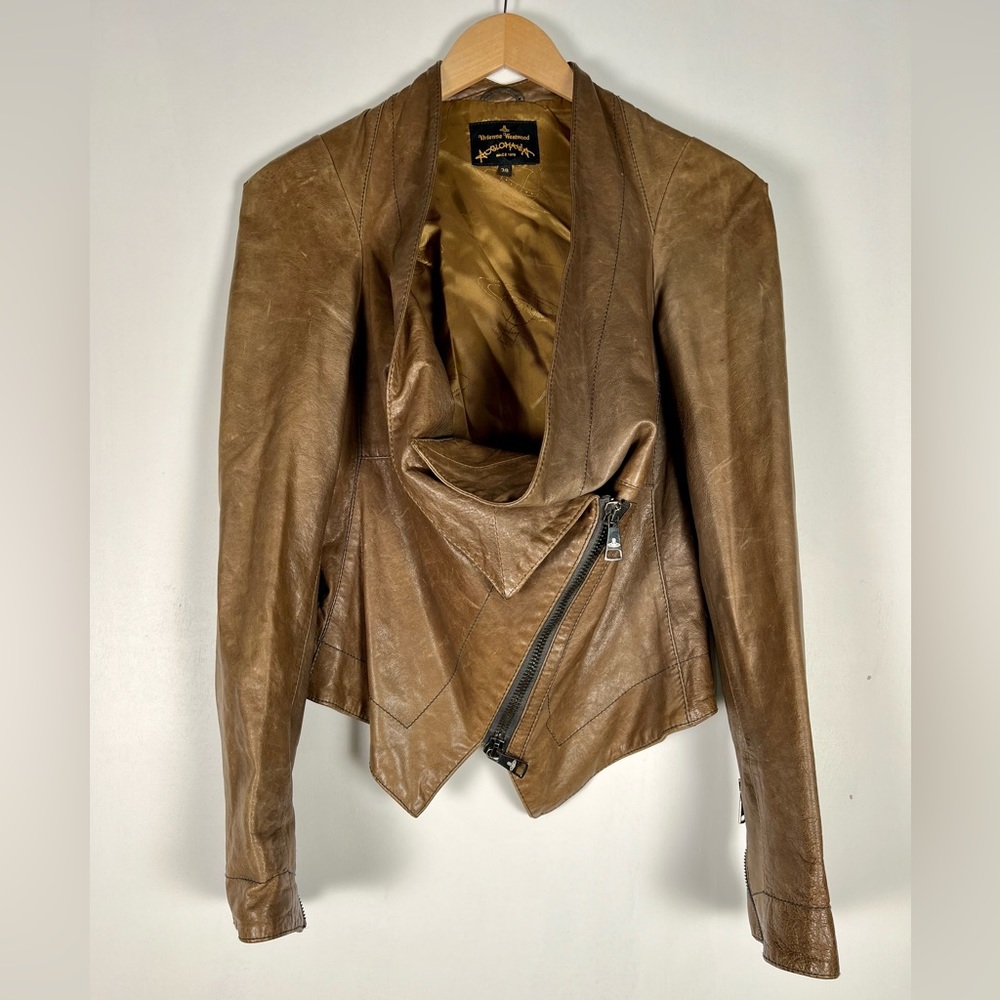 Vivienne Westwood Anglomania brown leather "Bounty” Jacket SS2012 sz.38